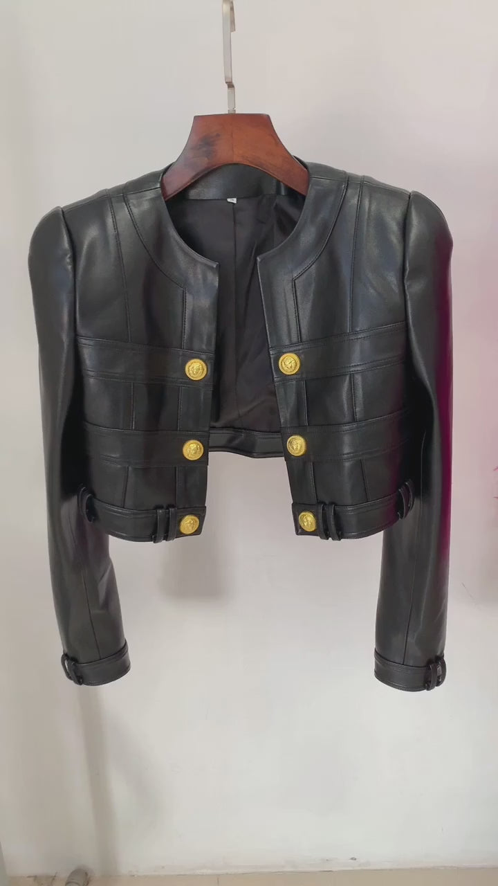 FAUX LEATHER MOTO JACKET AND SKIRT