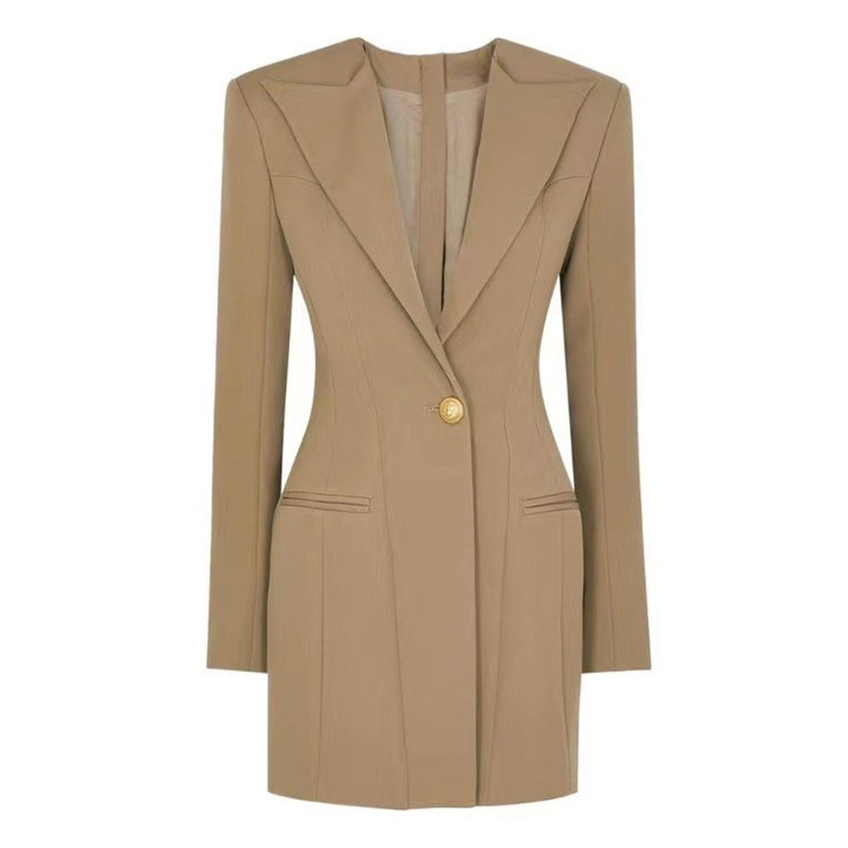 The Burke Blazer Dress With Gold Buttons