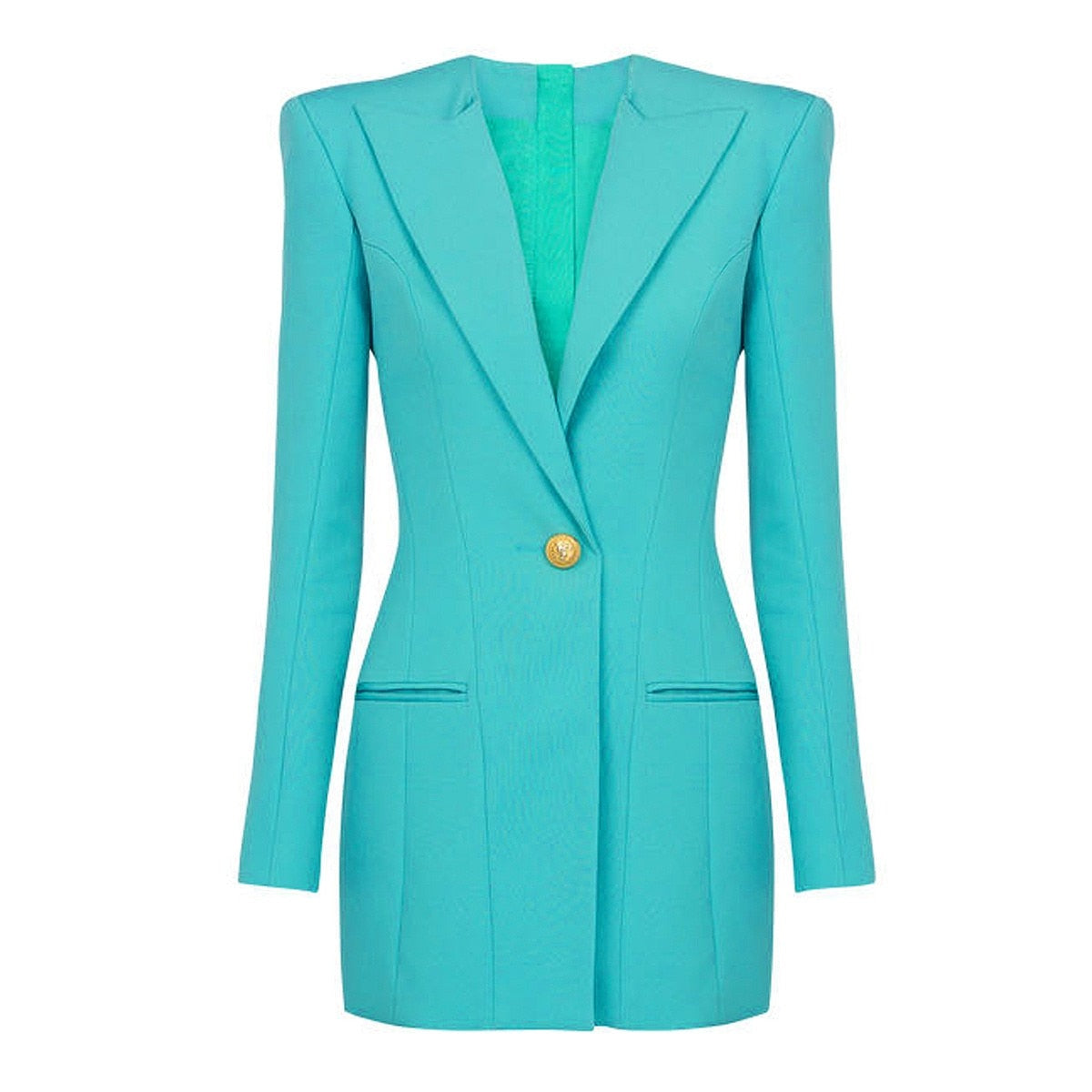 The Burke Blazer Dress With Gold Buttons