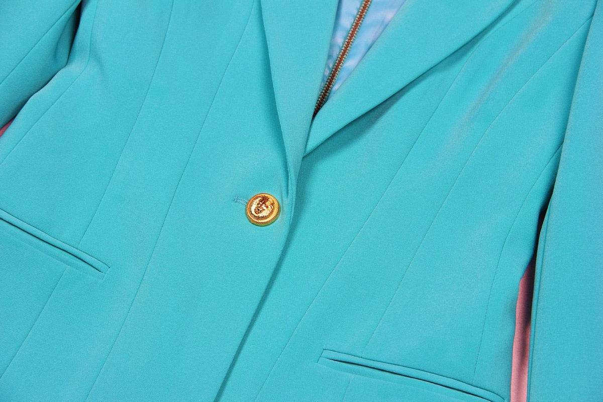 The Burke Blazer Dress With Gold Buttons