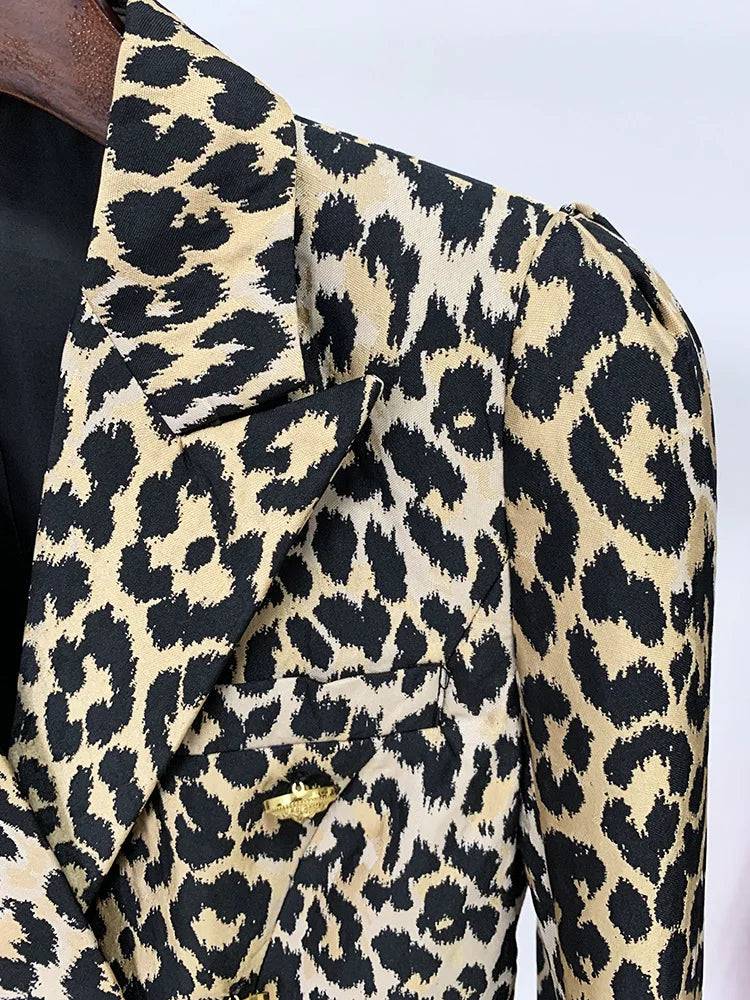 Wildcat Chic Leopard Blazer With Gold Buttons.