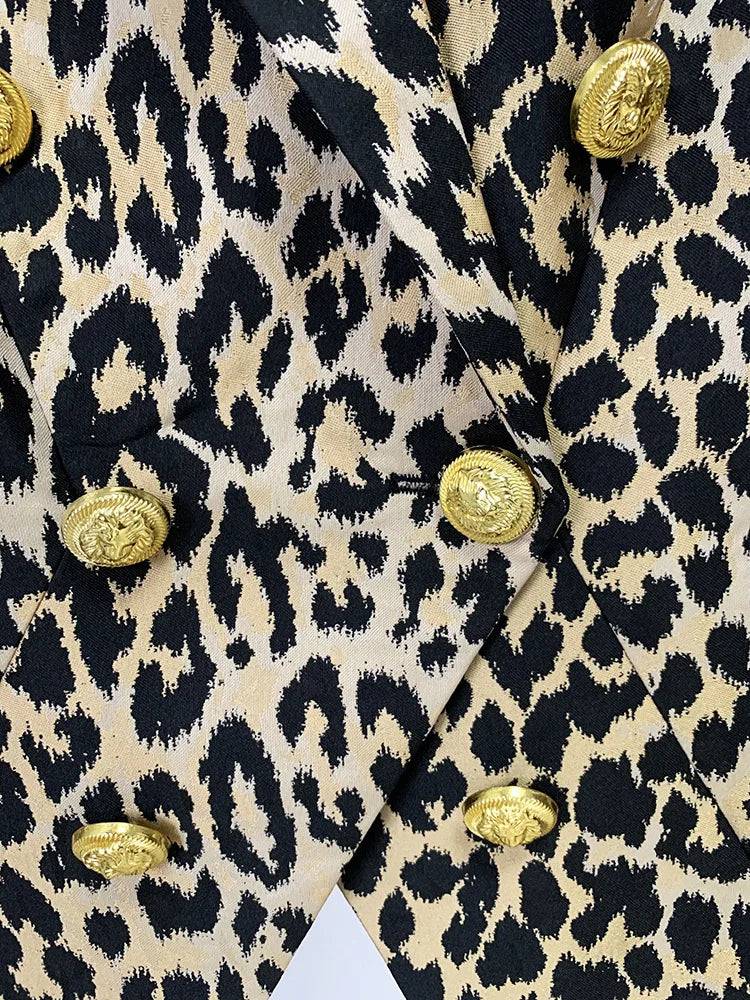 Wildcat Chic Leopard Blazer With Gold Buttons.