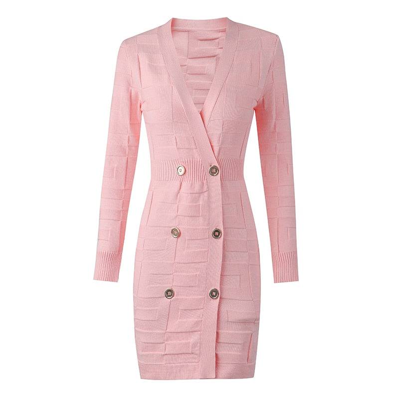 LARISA PINK V-NECK DRESS